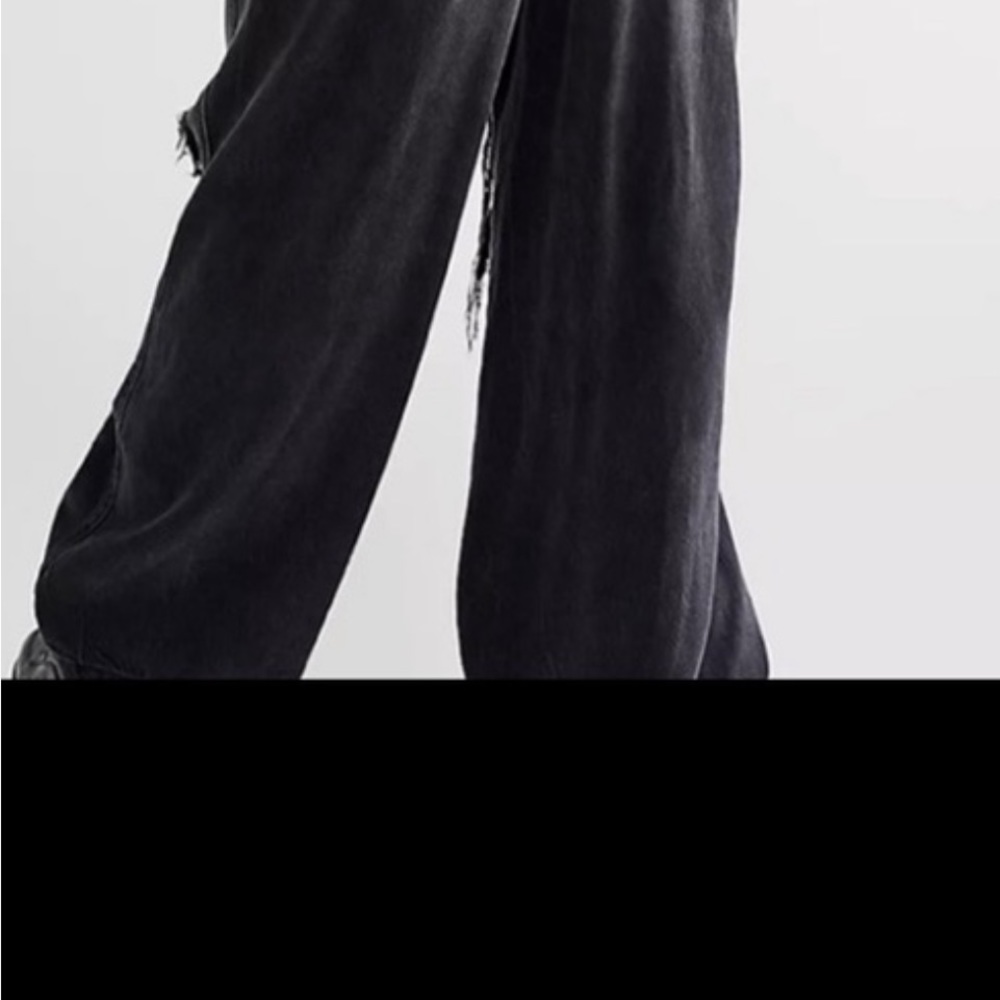 free people black slouchy overalls - Picture 2 of 4
